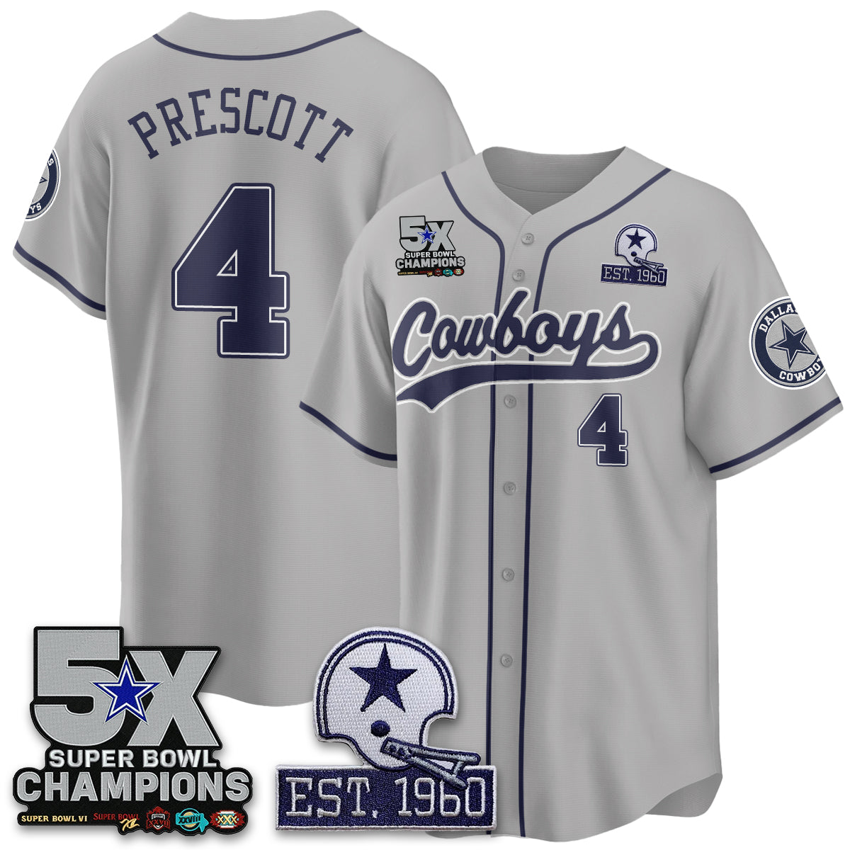 DAL 5-Time Champions Patch Limited Baseball Jersey - All Stitched