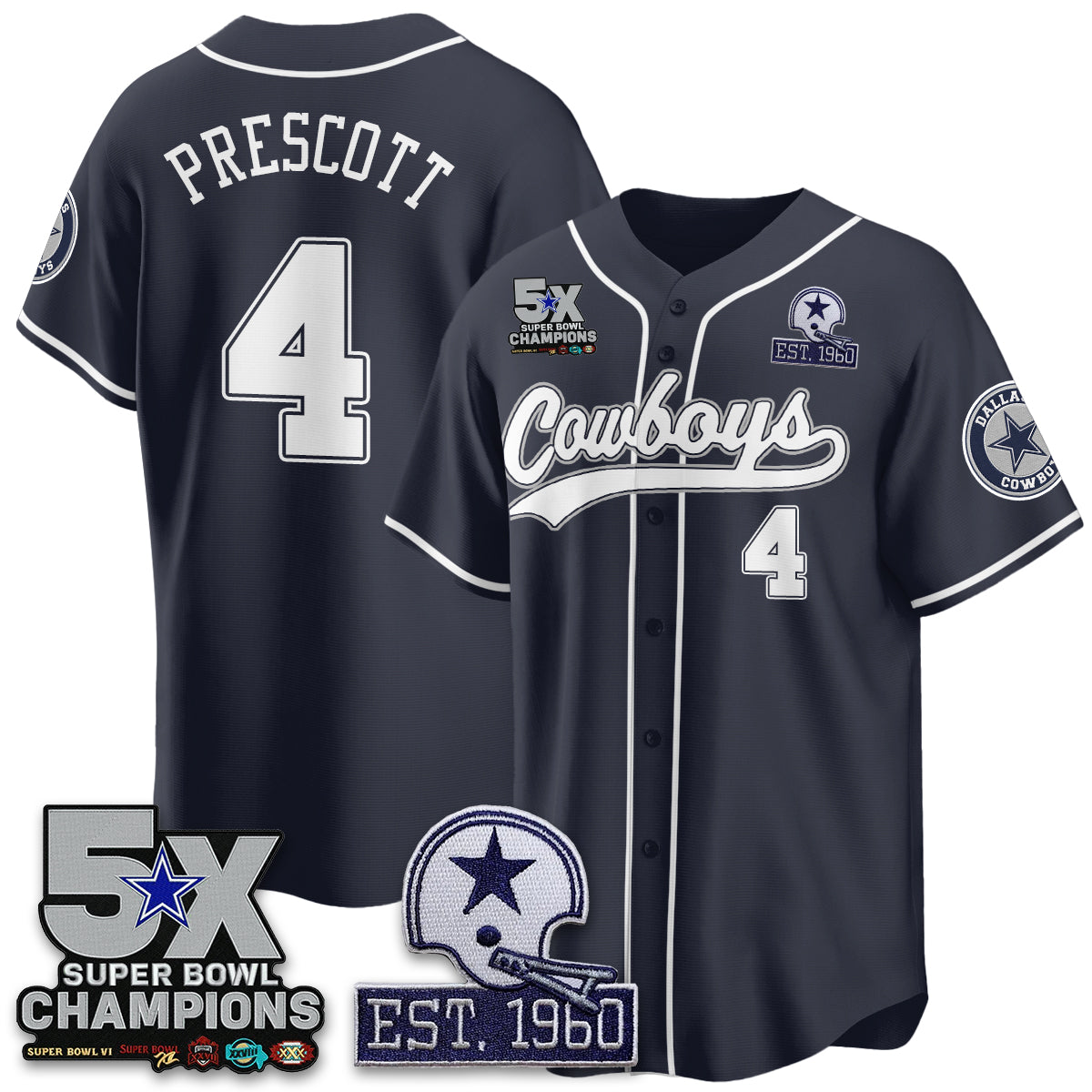 DAL 5-Time Champions Patch Limited Baseball Jersey - All Stitched