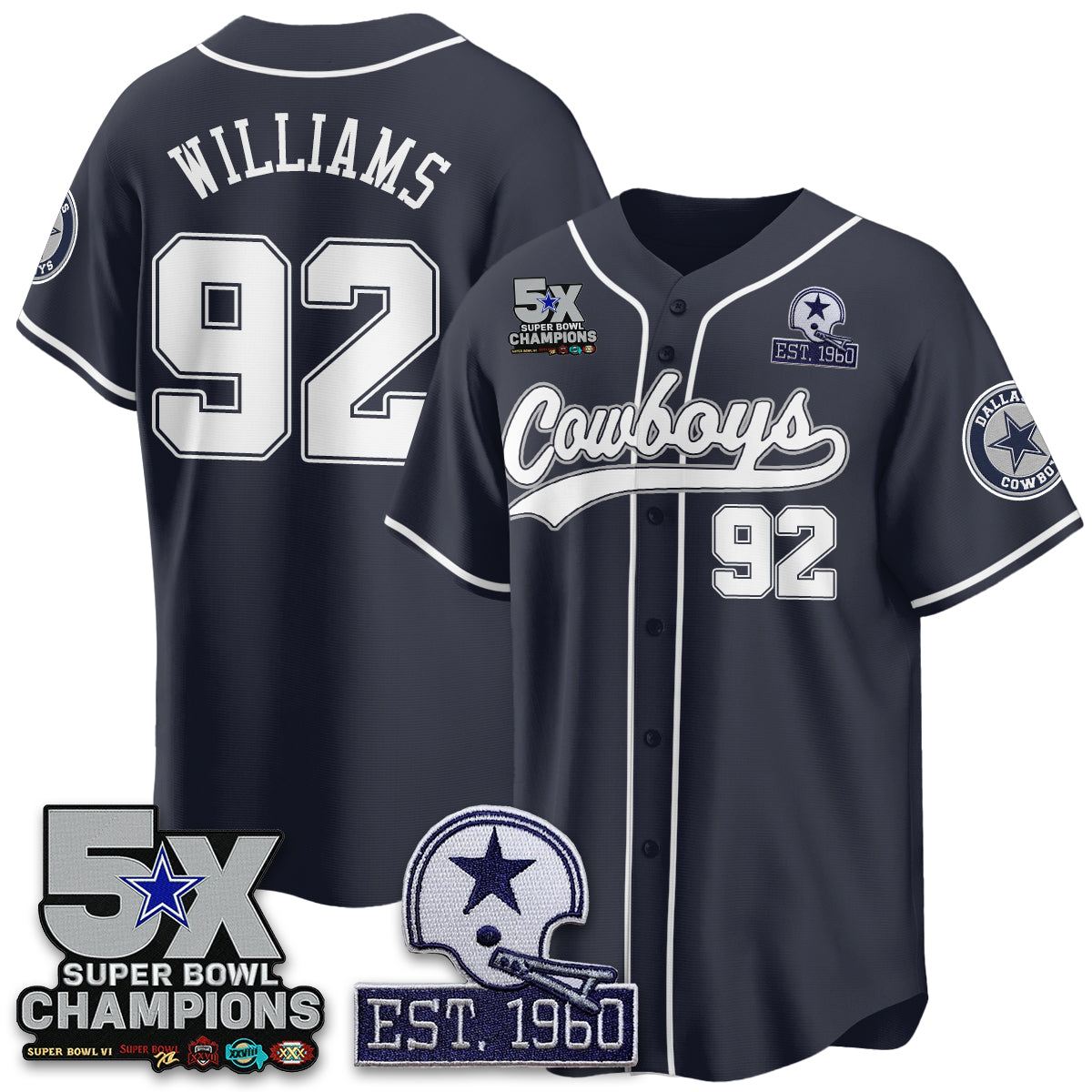 DAL 5-Time Champions Patch Limited Baseball Jersey - All Stitched
