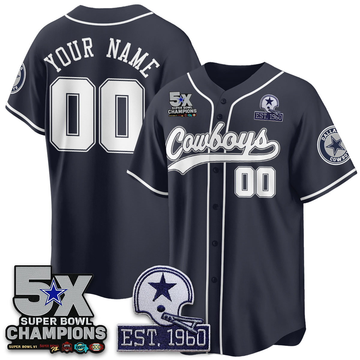 DAL 5-Time Champions Patch Limited Baseball Jersey - All Stitched