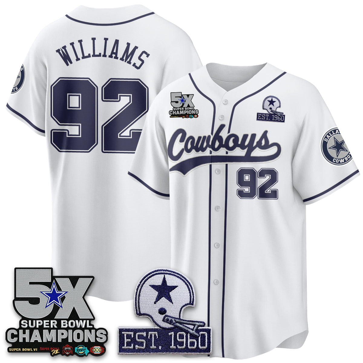 DAL 5-Time Champions Patch Limited Baseball Jersey - All Stitched