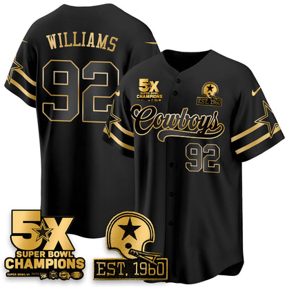 DAL 5-Time Champions Patch Vapor Limited Gold Baseball Jersey - All Stitched