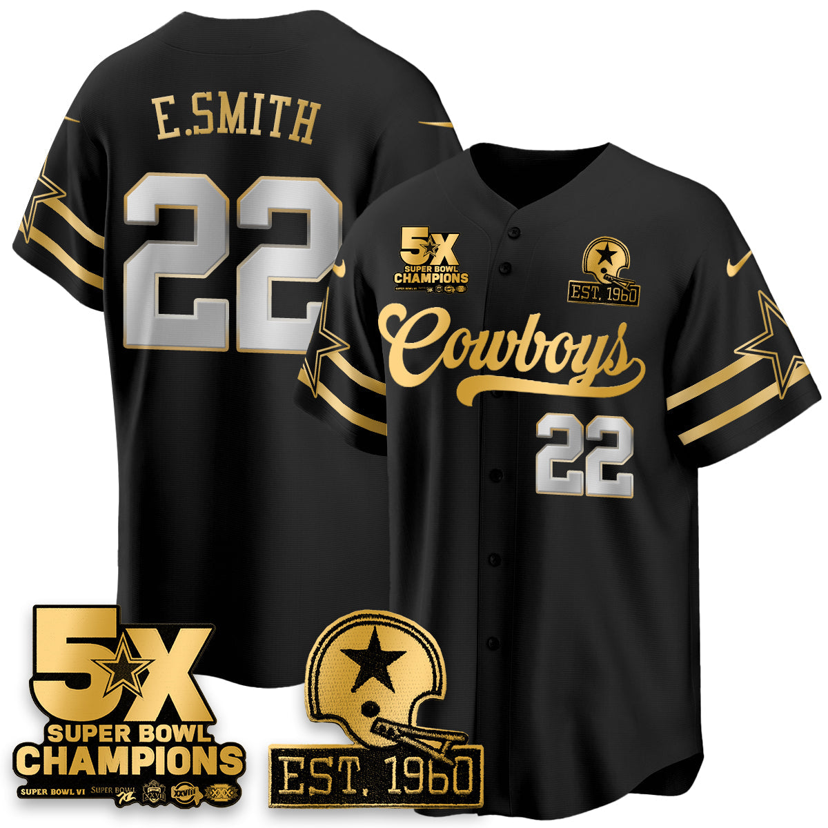 DAL 5-Time Champions Patch Vapor Limited Gold Baseball Jersey - All Stitched