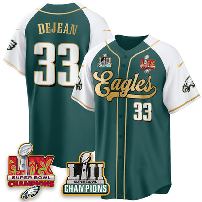 PHI LII-LIX Super Bowl Champions Vapor Limited Gold Baseball Jersey - All Stitched