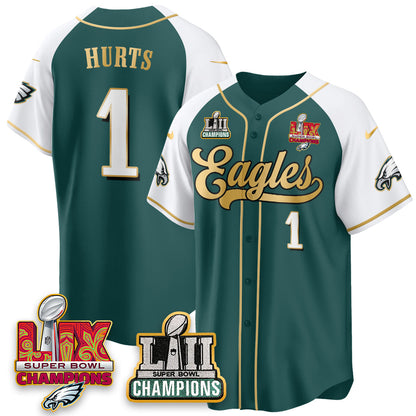 PHI LII-LIX Super Bowl Champions Vapor Limited Gold Baseball Jersey - All Stitched