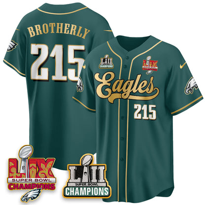 PHI LII-LIX Super Bowl Champions Vapor Limited Gold Baseball Jersey - All Stitched