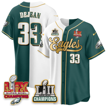 PHI LII-LIX Super Bowl Champions Vapor Limited Gold Baseball Jersey - All Stitched