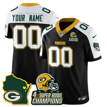 Custom GB 4-Time Champions Patch Vapor Limited Jersey - All Stitched