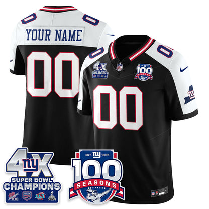 NYG 4-Time Champions Vapor Limited Custom Jersey- 100th Season - All Stitched