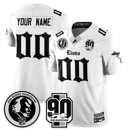 Custom DET 'Gothic 90th Season' Vapor Limited Jersey - John Madden Patch - All Stitched