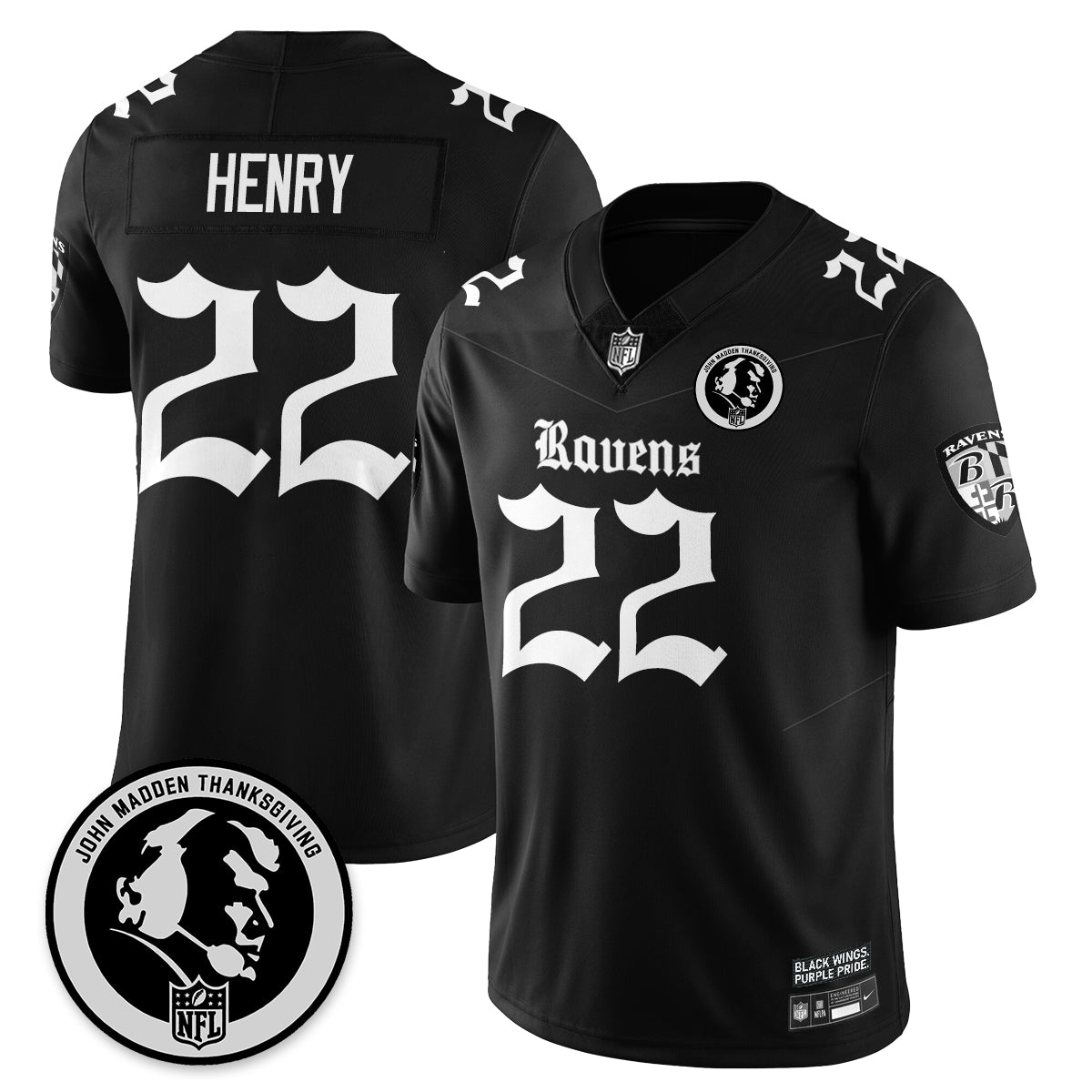 BAL Gothic Vapor Limited Jersey - John Madden Patch - All Stitched
