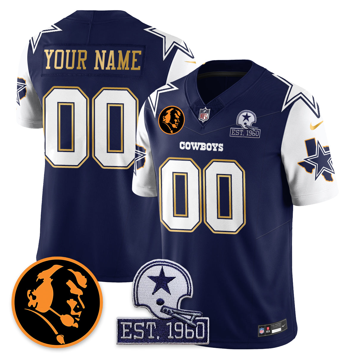 Custom DAL Vapor Limited Gold Jersey - John Madden Patch - All Stitched
