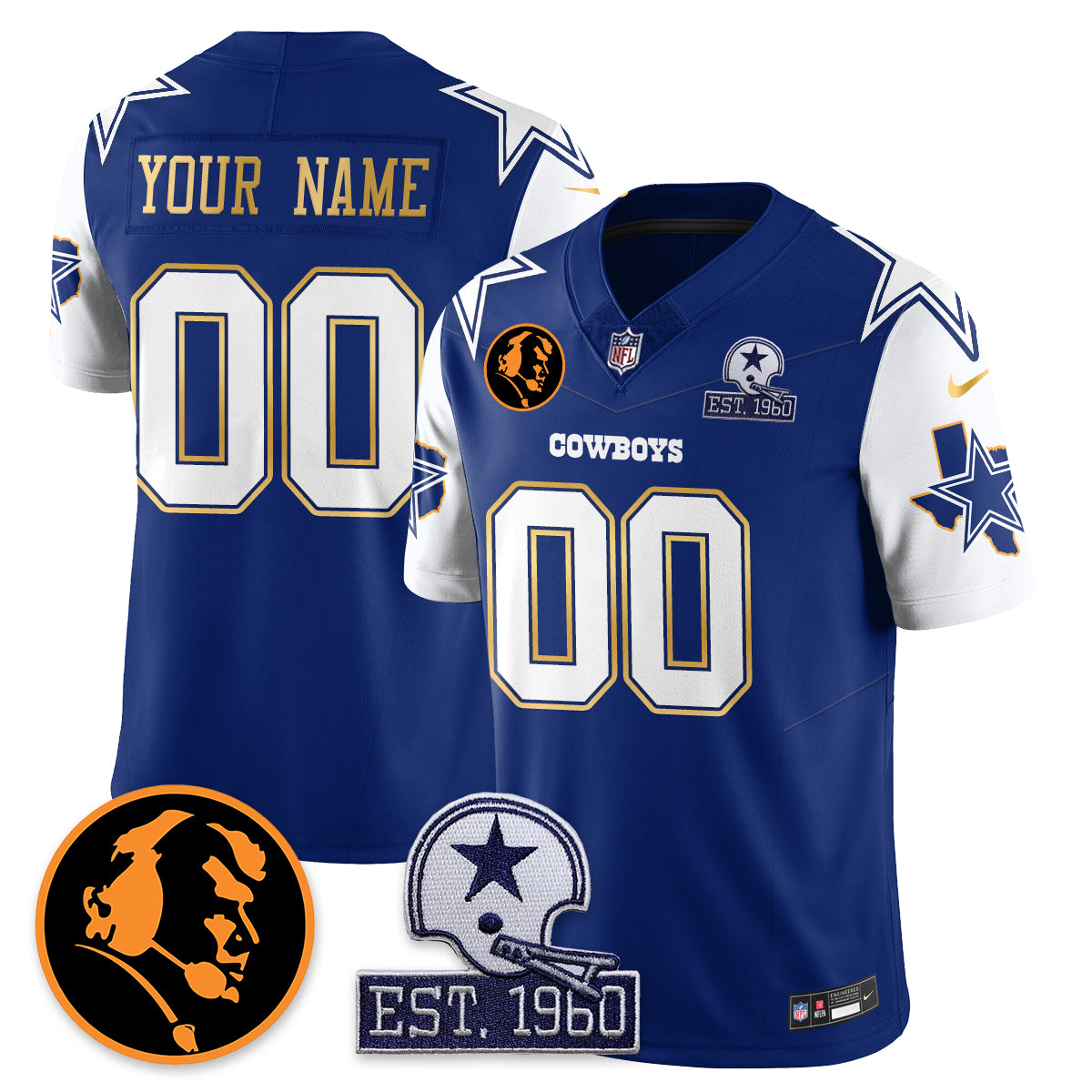 Custom DAL Vapor Limited Gold Jersey - John Madden Patch - All Stitched
