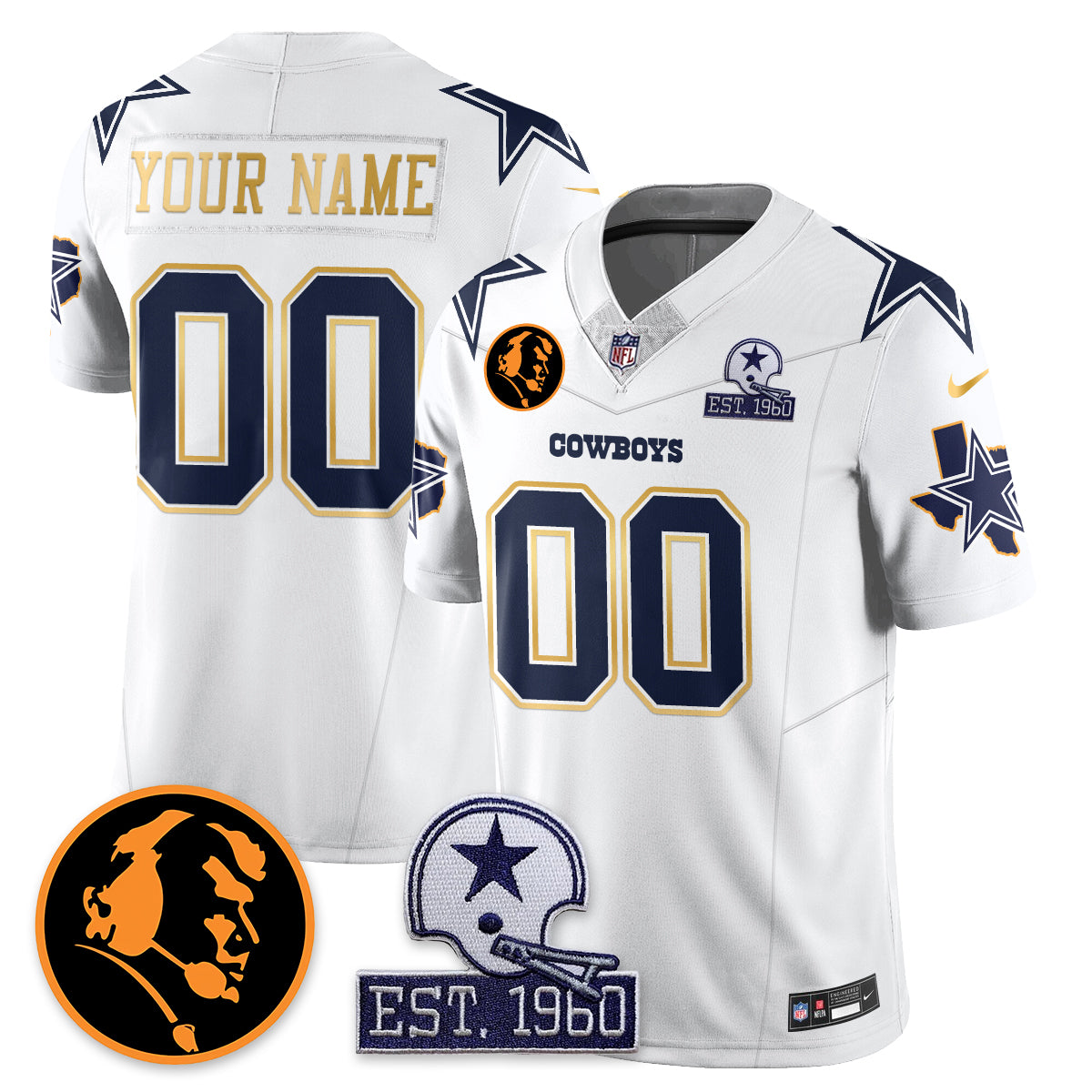 Custom DAL Vapor Limited Gold Jersey - John Madden Patch - All Stitched