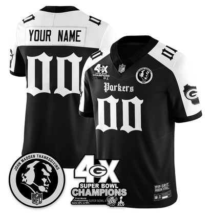 Custom GB Gothic Vapor Limited Jersey - John Madden Patch - All Stitched