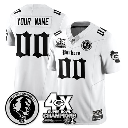 Custom GB Gothic Vapor Limited Jersey - John Madden Patch - All Stitched