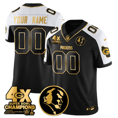 GB 4-Time Champions Vapor Limited Gold Custom Jersey - John Madden Patch - All Stitched