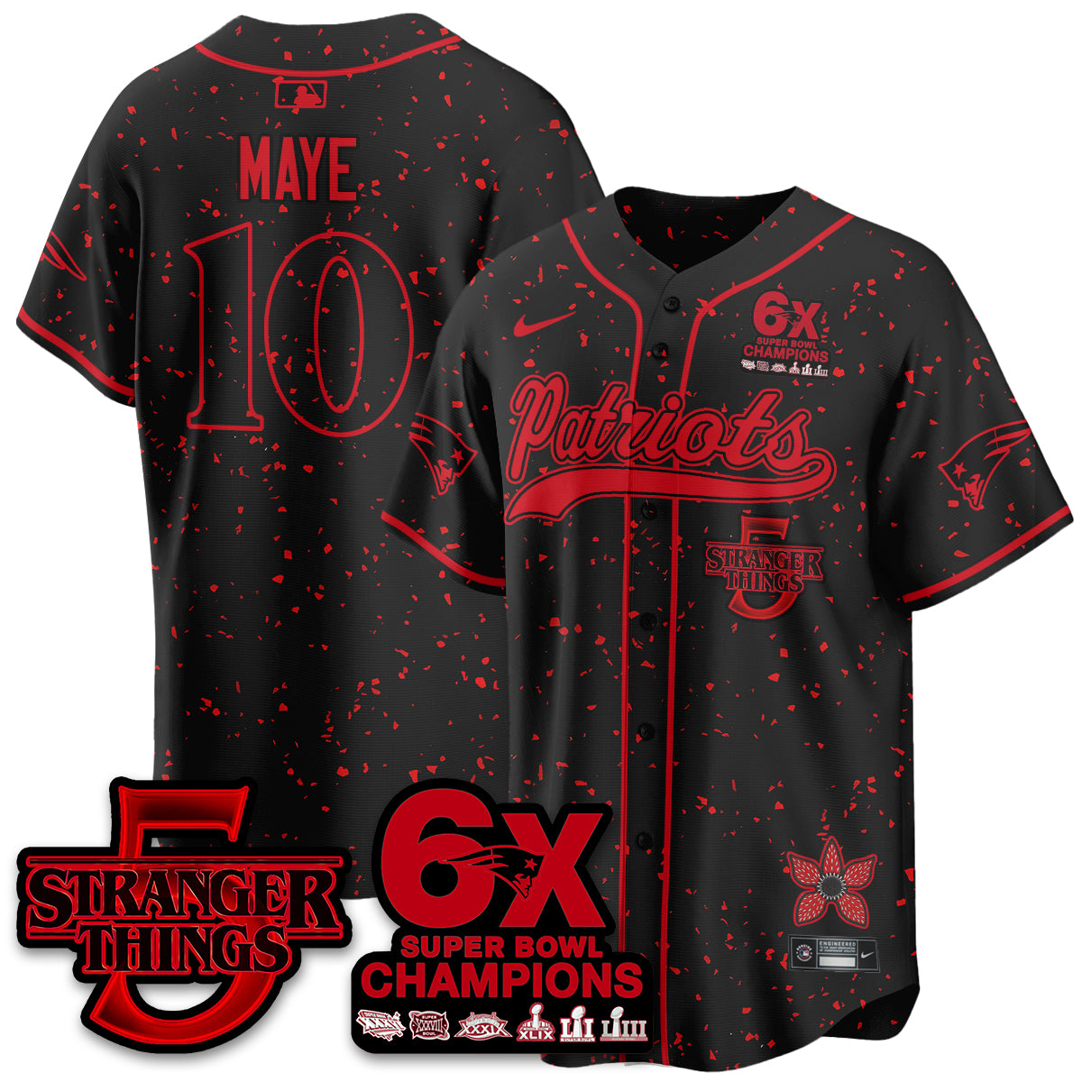NE Stranger Things Vapor Limited Baseball Jersey - All Stitched