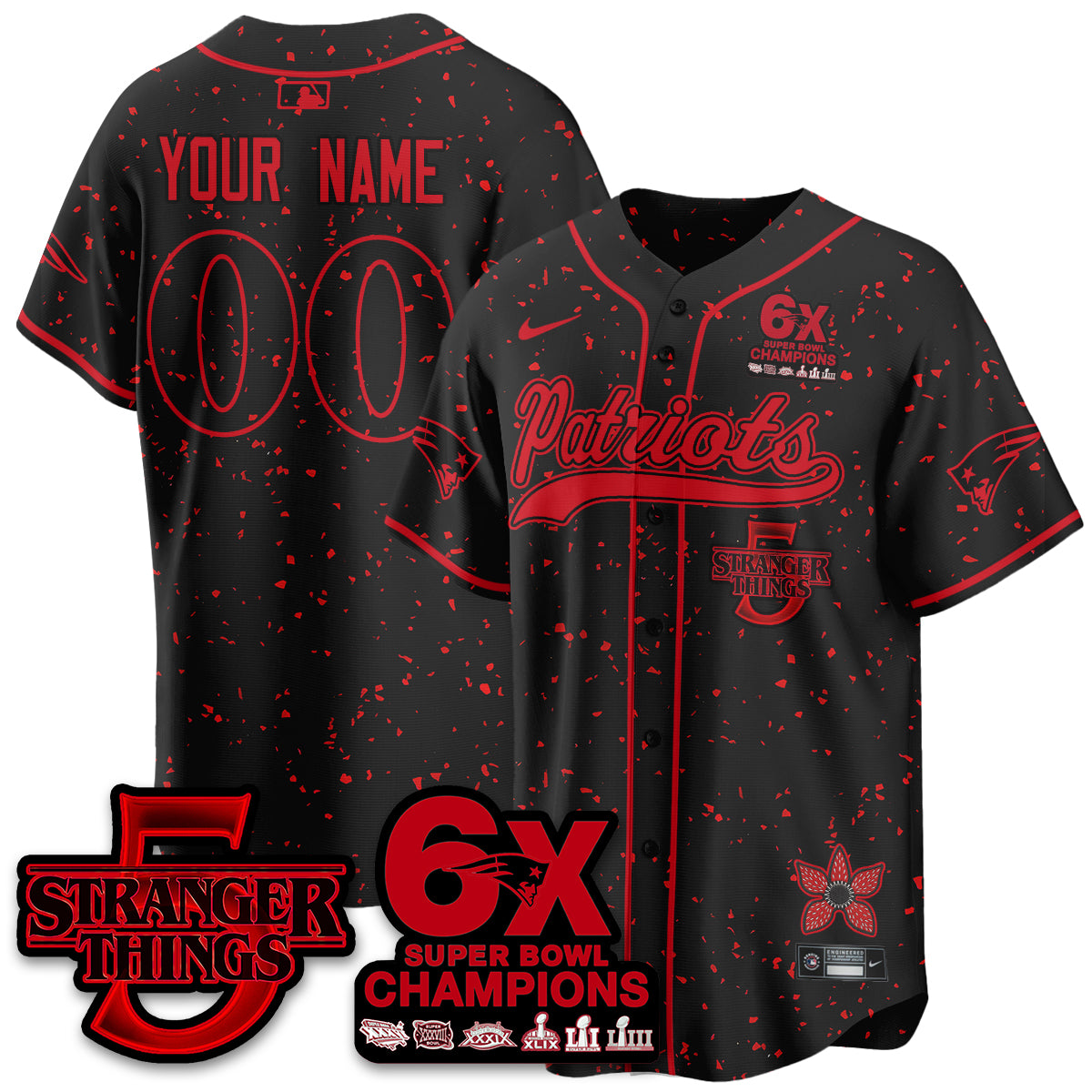 Custom NE Stranger Things Vapor Limited Baseball Jersey - All Stitched