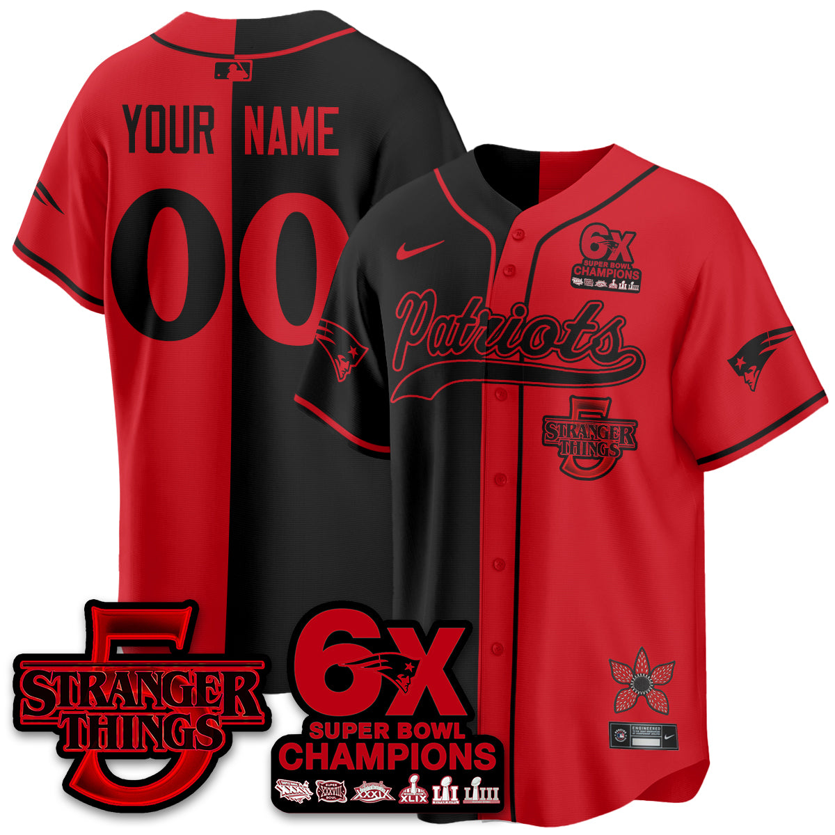Custom NE Stranger Things Vapor Limited Baseball Jersey - All Stitched