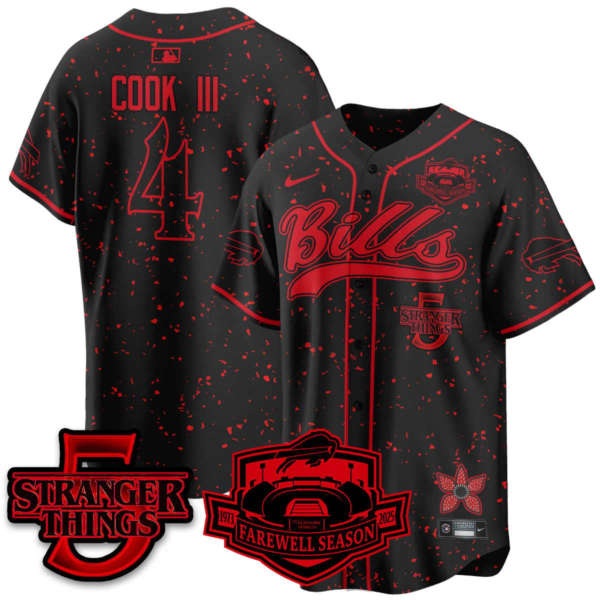 BUF Stranger Things Vapor Limited Baseball Jersey - All Stitched