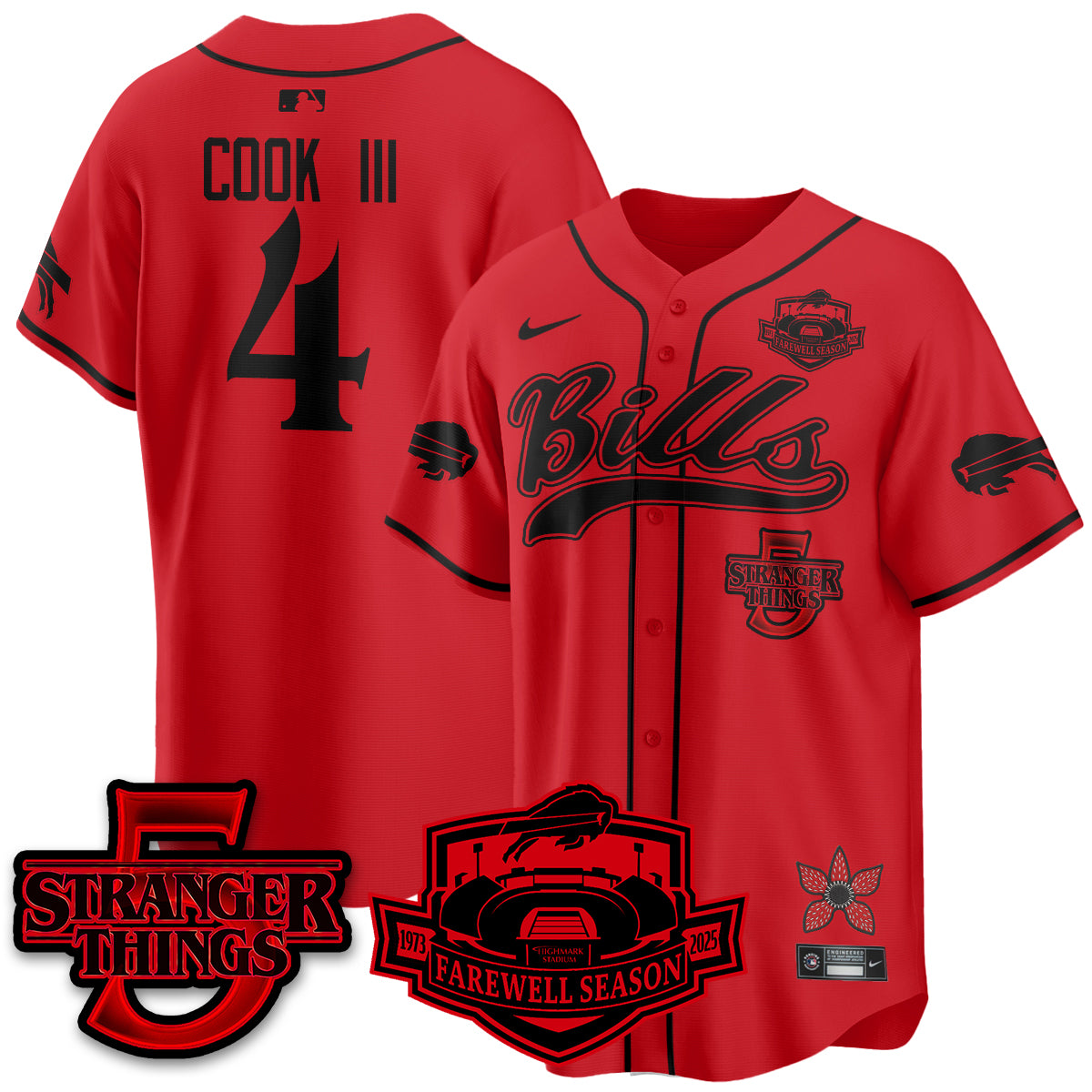 BUF Stranger Things Vapor Limited Baseball Jersey - All Stitched