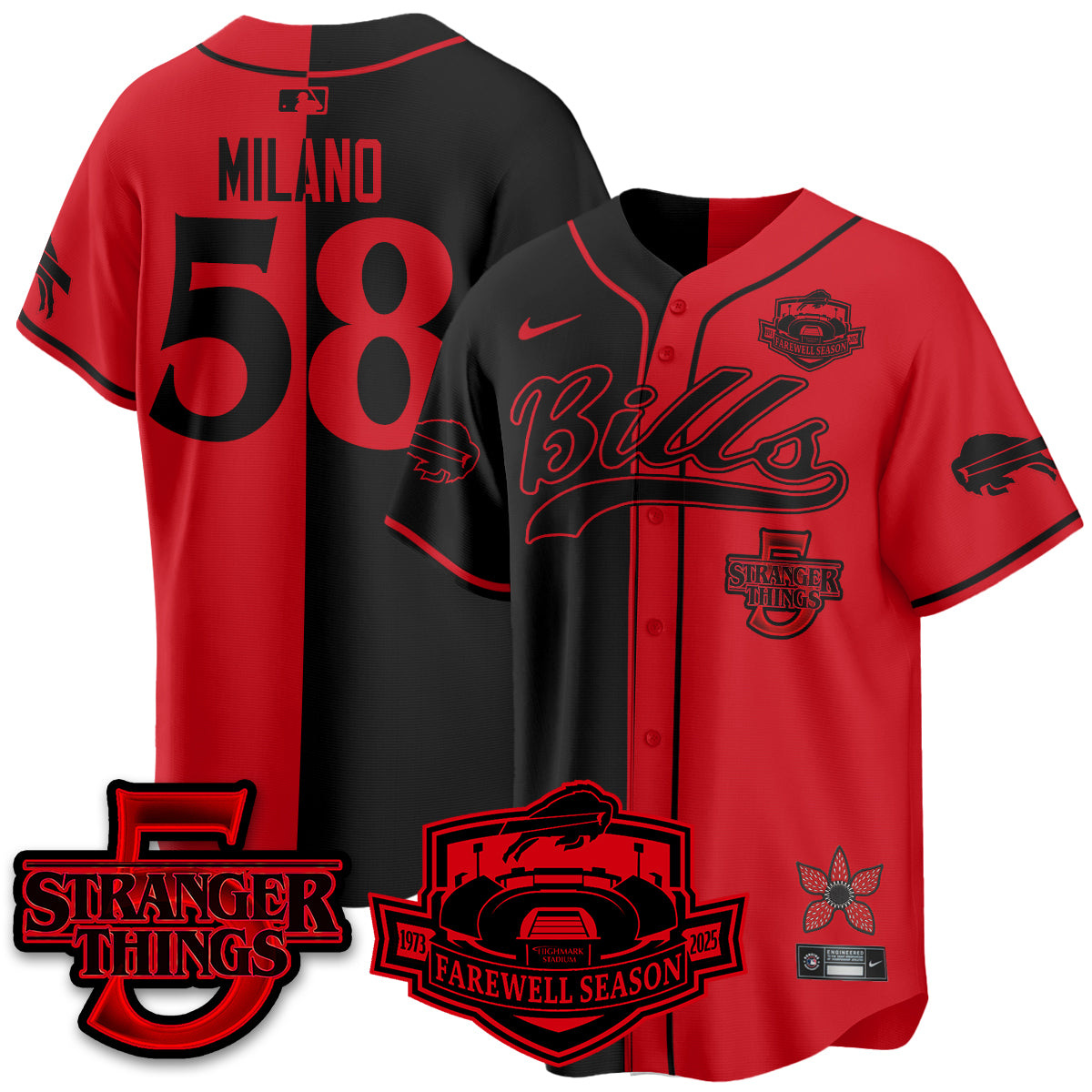 BUF Stranger Things Vapor Limited Baseball Jersey - All Stitched