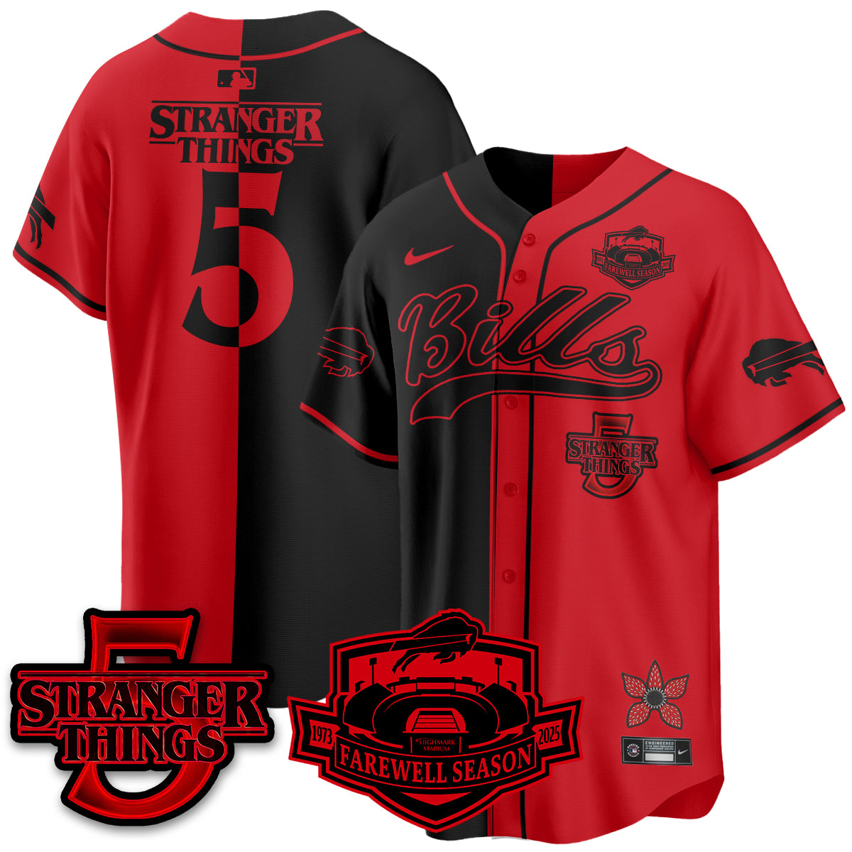 BUF Stranger Things Vapor Limited Baseball Jersey - All Stitched