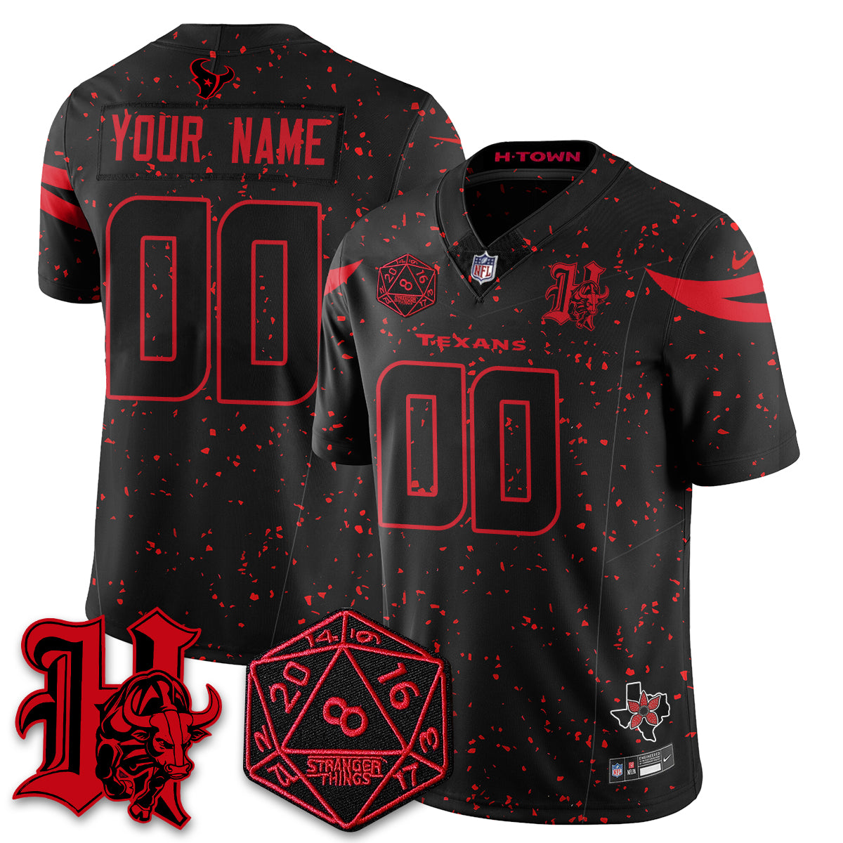Custom HOU 'Stranger Things Edition' Vapor Limited Jersey - All Stitched