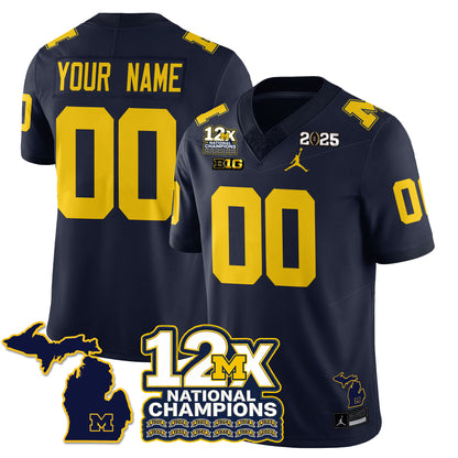 Custom MICH 12x-Time National Champions Vapor Limited Football Jersey - All Stitched
