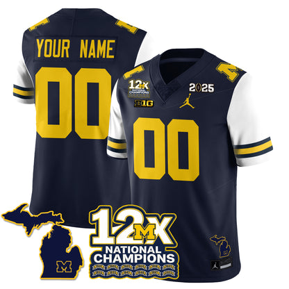 Custom MICH 12x-Time National Champions Vapor Limited Football Jersey - All Stitched