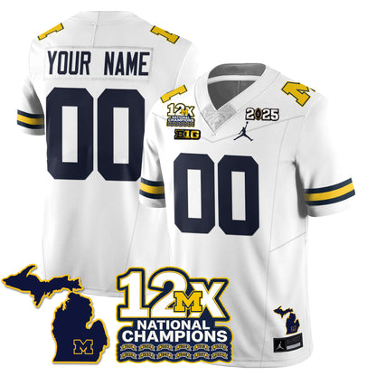 Custom MICH 12x-Time National Champions Vapor Limited Football Jersey - All Stitched