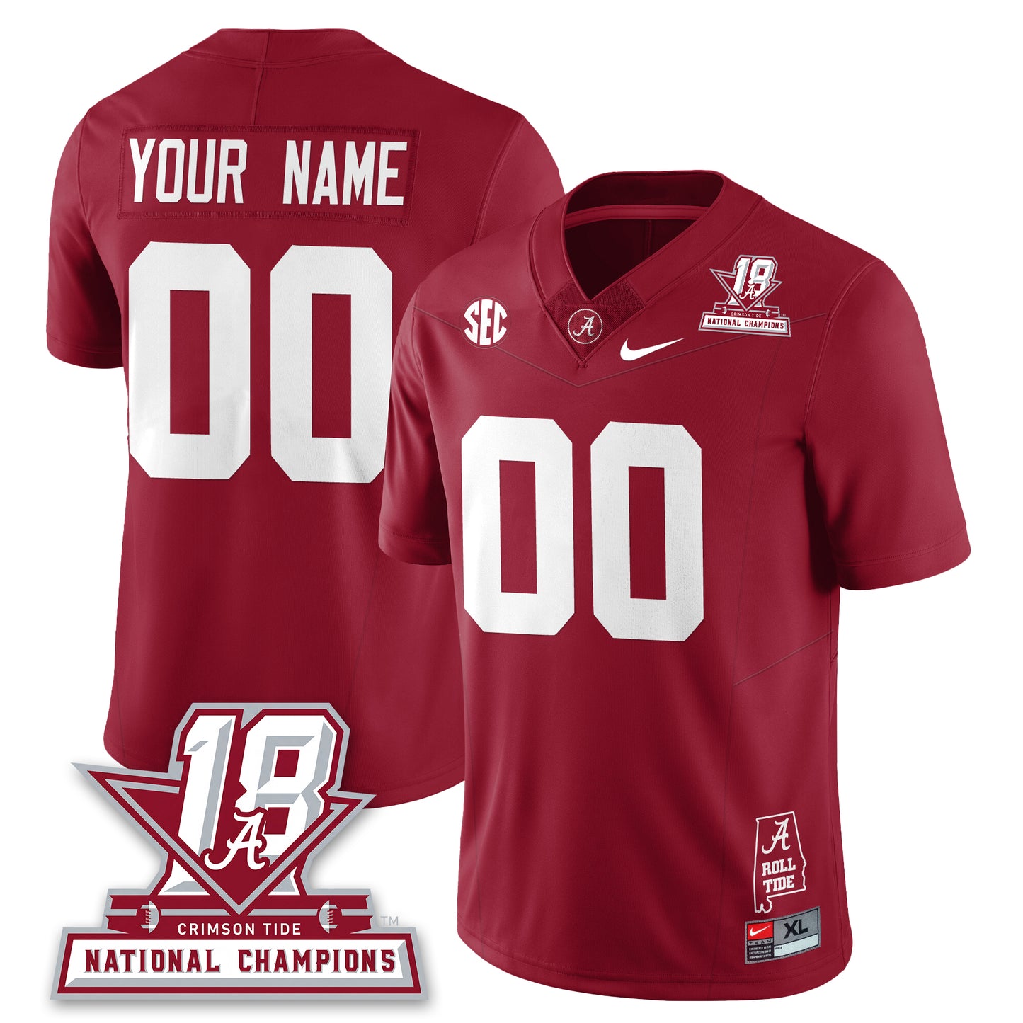 Custom BAMA 18x-Time National Champions Vapor Limited Jersey - All Stitched
