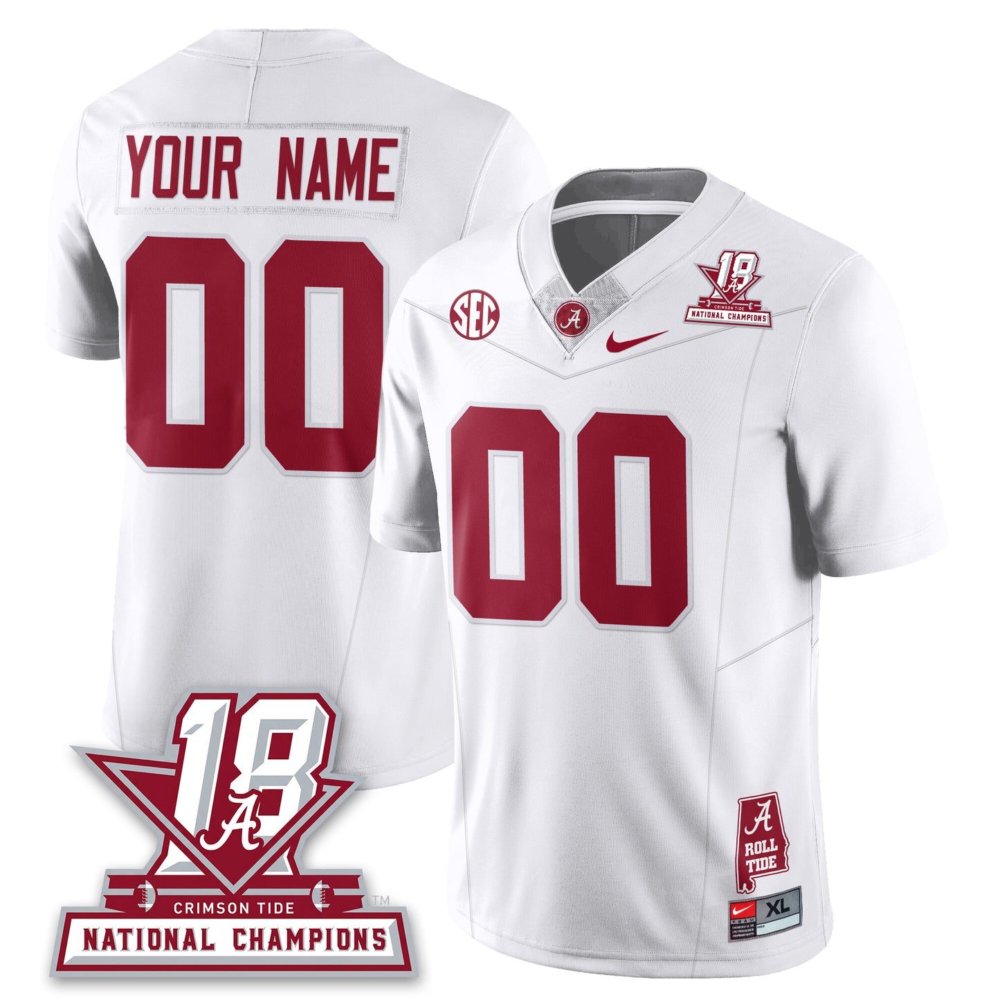 Custom BAMA 18x-Time National Champions Vapor Limited Jersey - All Stitched
