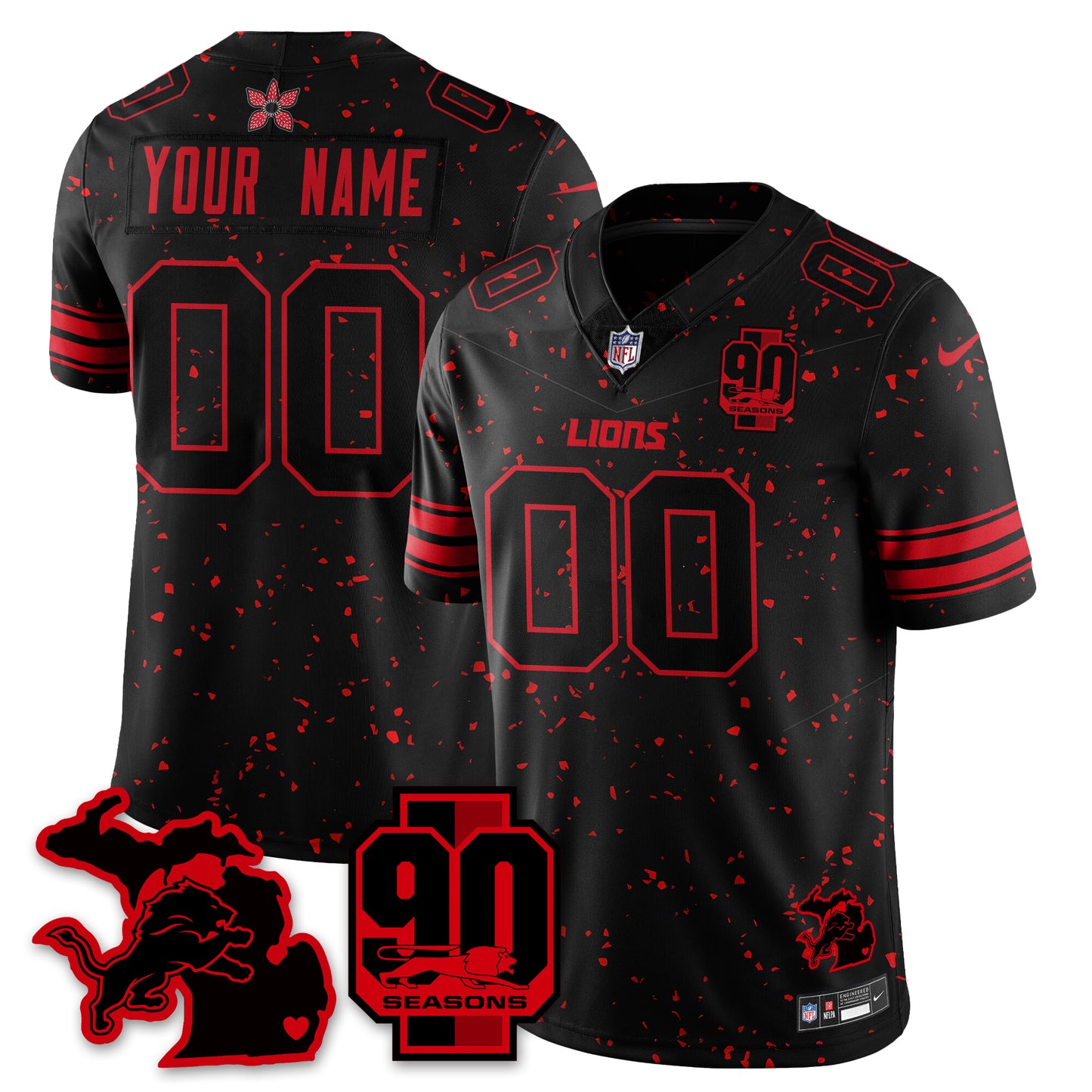 Custom DET 'Stranger Things Edition' Vapor Limited Jersey - All Stitched