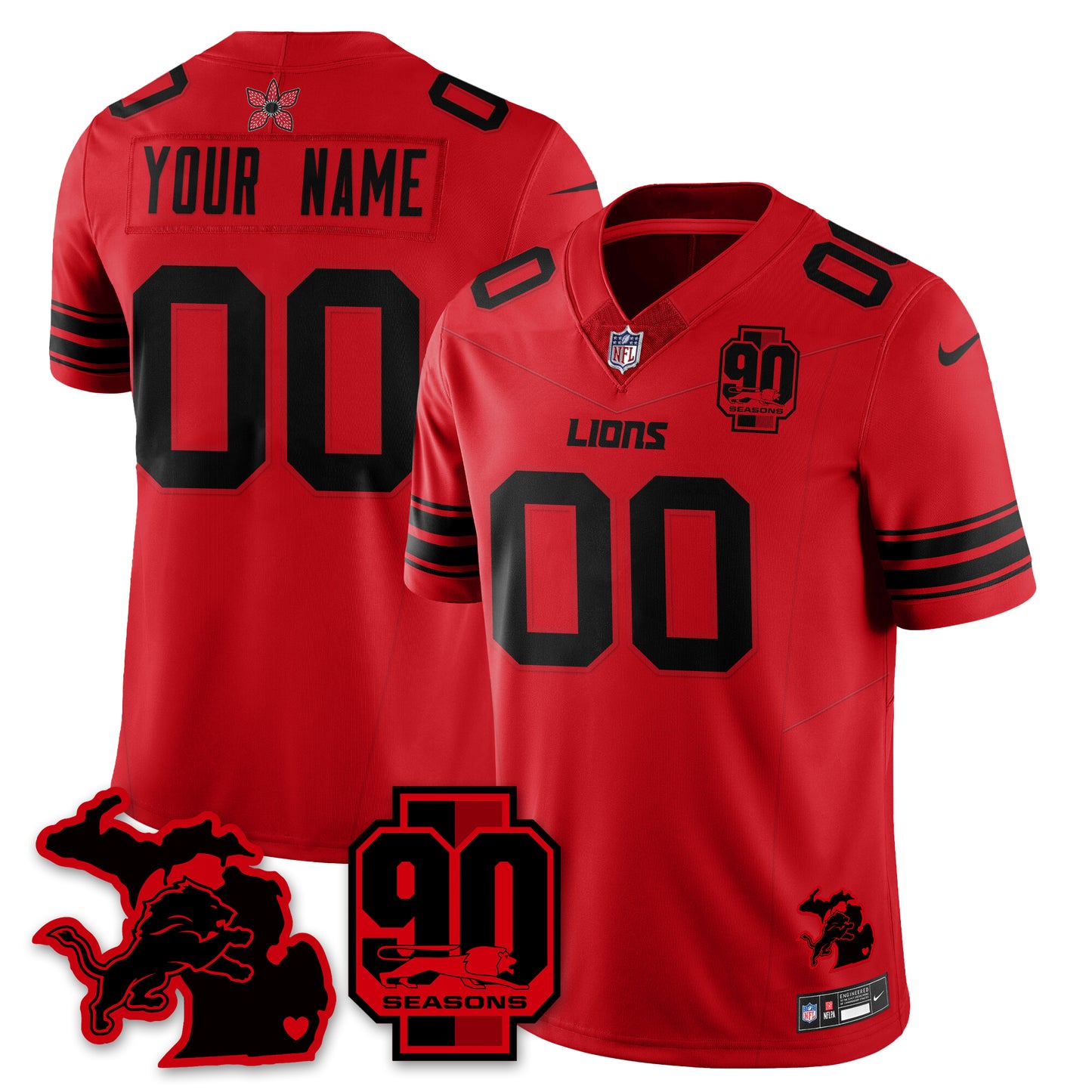 Custom DET 'Stranger Things Edition' Vapor Limited Jersey - All Stitched