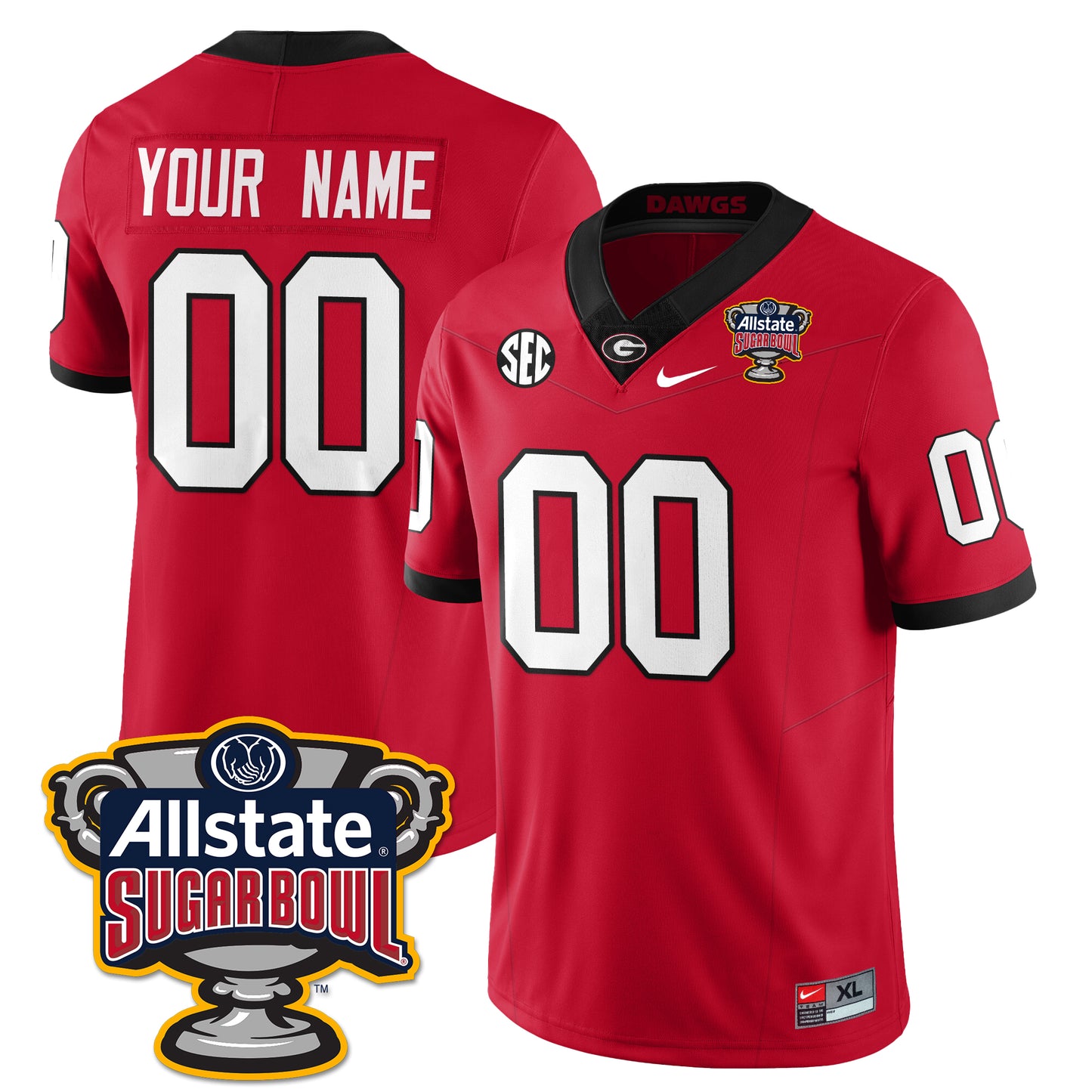 Custom UGA Vapor Limited Football Jersey - Sugar Bowl - All Stitched