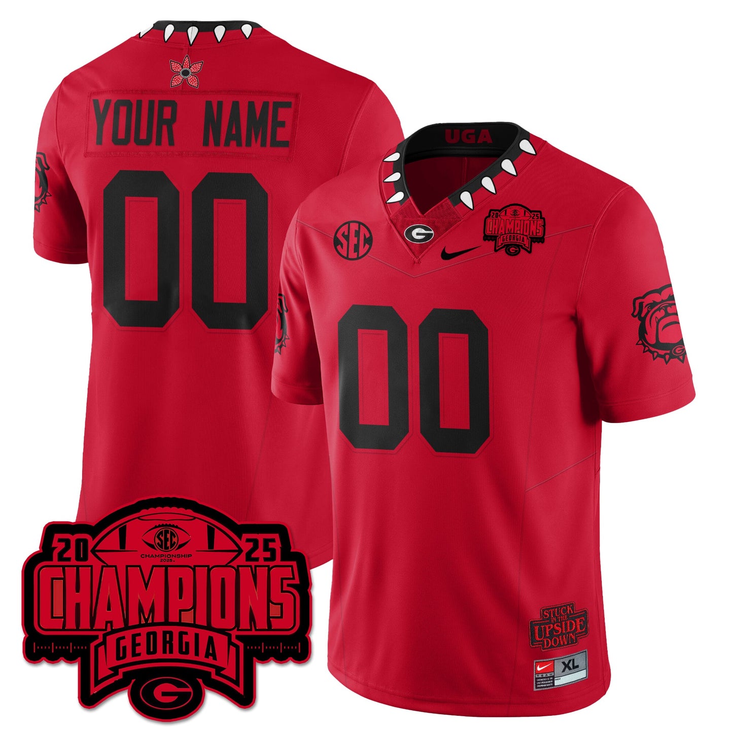UGA Stranger Things Vapor Limited Custom Jersey - SEC Football Champions - All Stitched