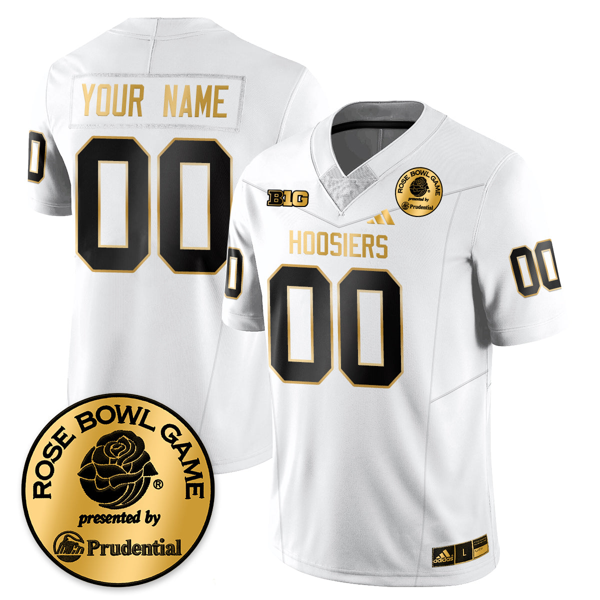 Custom Indiana Hoosiers Vapor Limited Football Gold Jersey - Rose Bowl - All Stitched