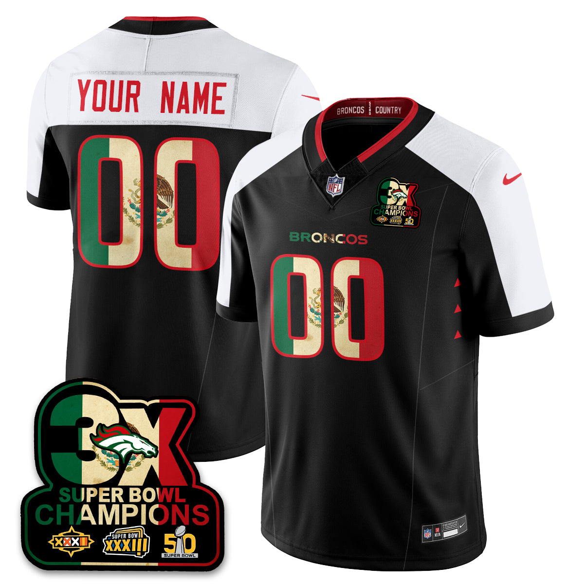 Custom DEN Mexico Vapor Limited Jersey - All Stitched