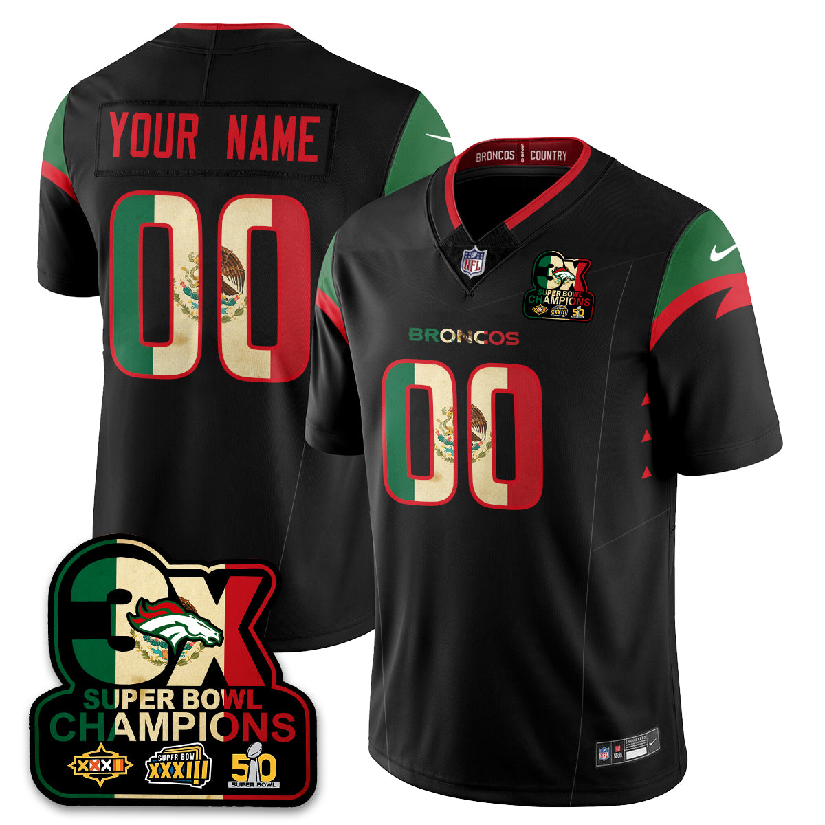 Custom DEN Mexico Vapor Limited Jersey - All Stitched