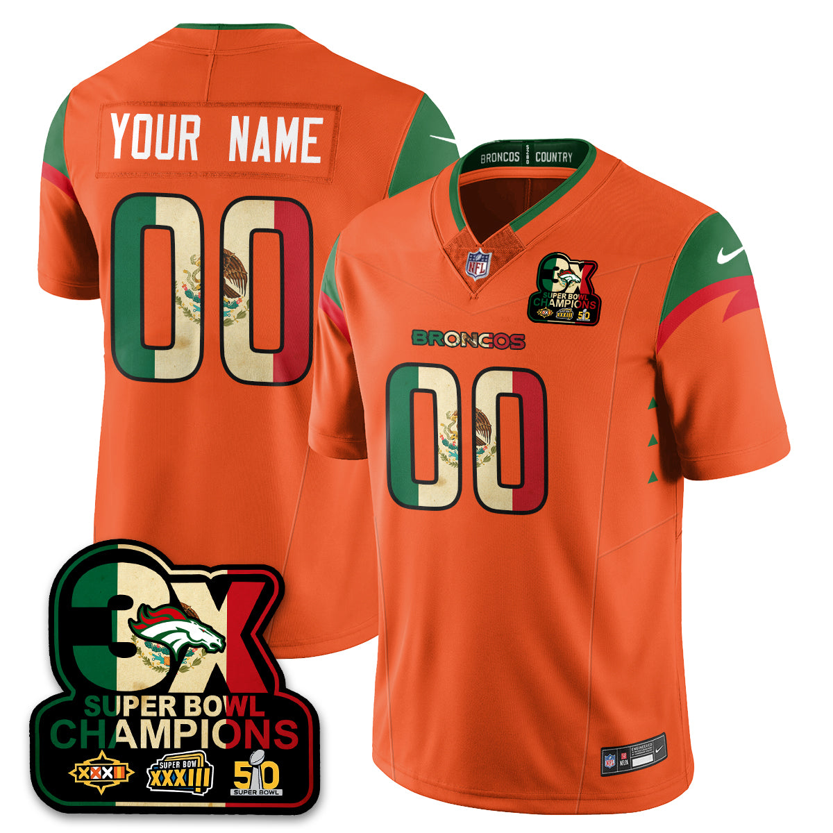 Custom DEN Mexico Vapor Limited Jersey - All Stitched