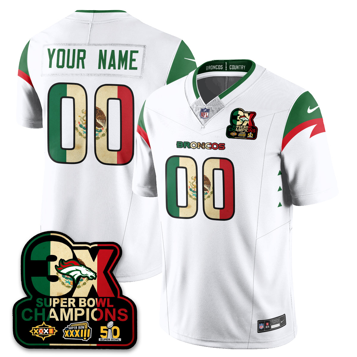 Custom DEN Mexico Vapor Limited Jersey - All Stitched