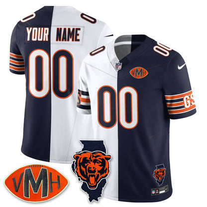 Custom CHI Honor Virginia Halas McCaskey Split Jersey - All Stitched