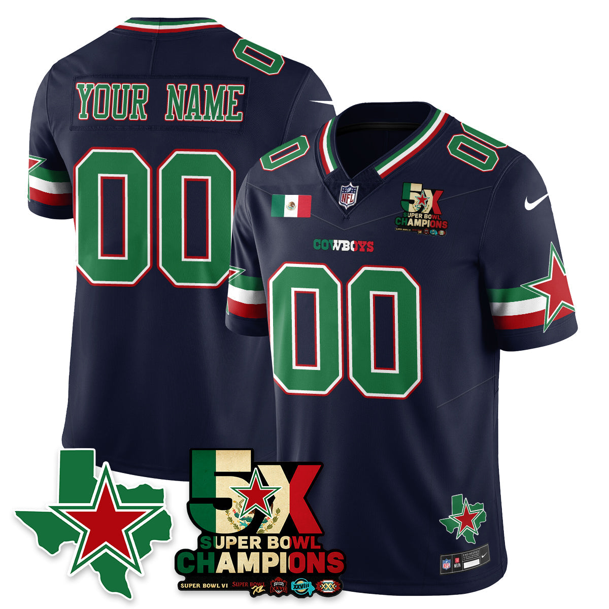 DAL Mexico Vapor Limited Custom Jersey - All Stitched