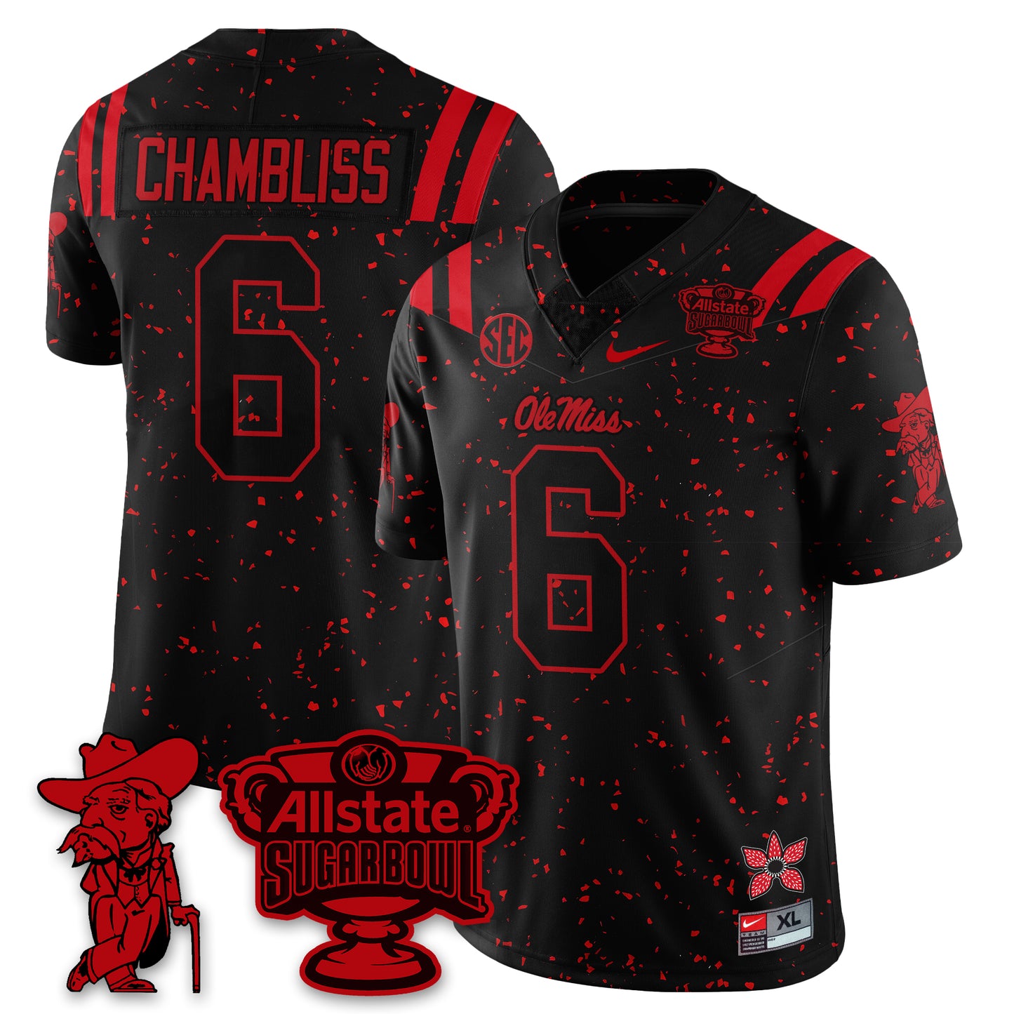 Ole Miss Rebels 2025 Sugar Bowl 'Stranger Things Edition' Vapor Limited Football Jersey - All Stitched