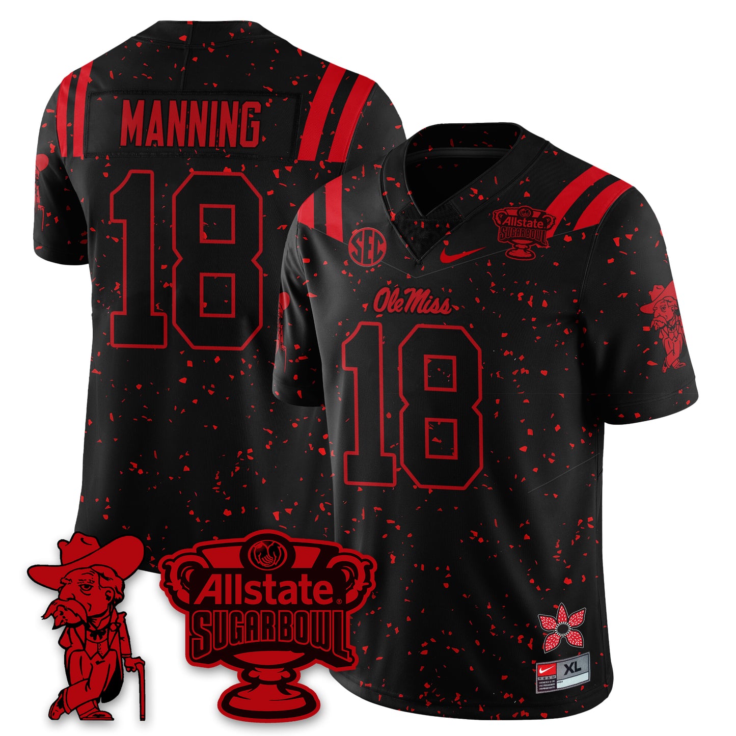 Ole Miss Rebels 2025 Sugar Bowl 'Stranger Things Edition' Vapor Limited Football Jersey - All Stitched