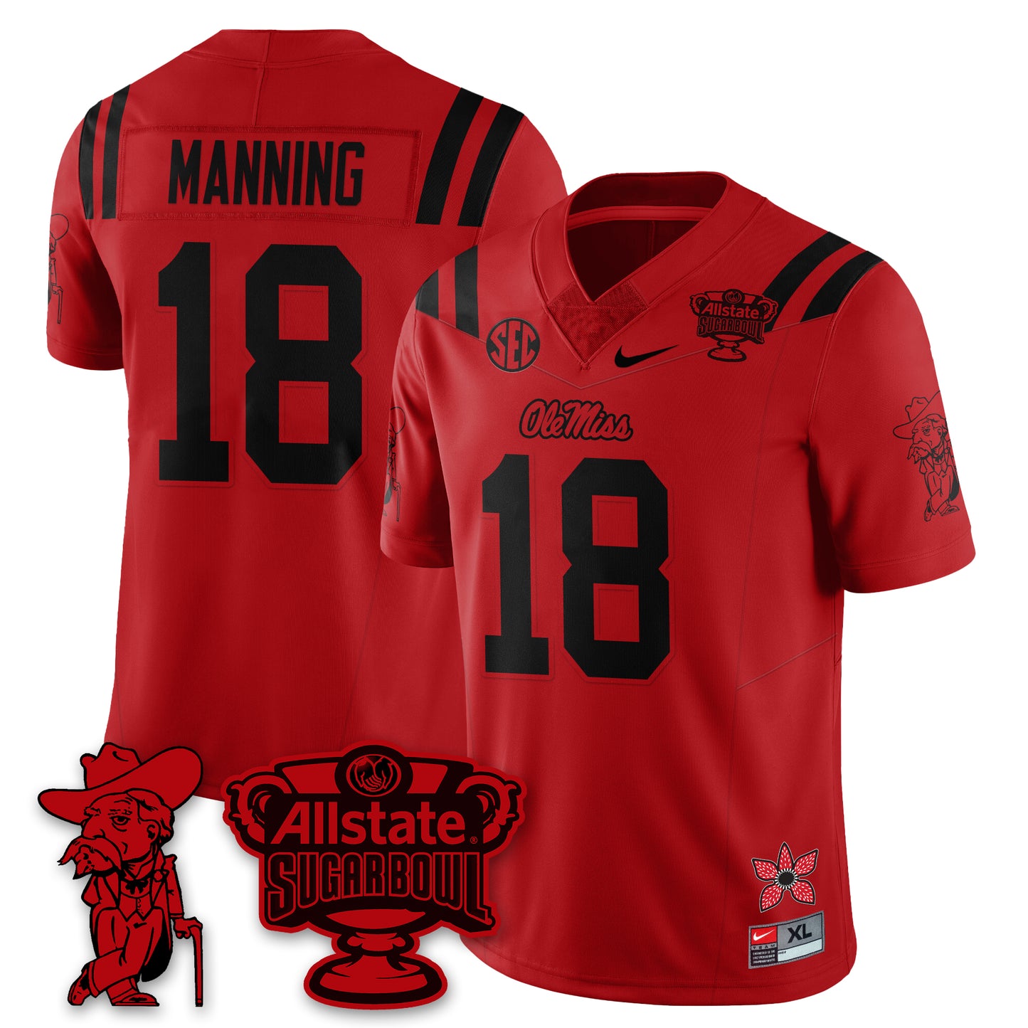 Ole Miss Rebels 2025 Sugar Bowl 'Stranger Things Edition' Vapor Limited Football Jersey - All Stitched