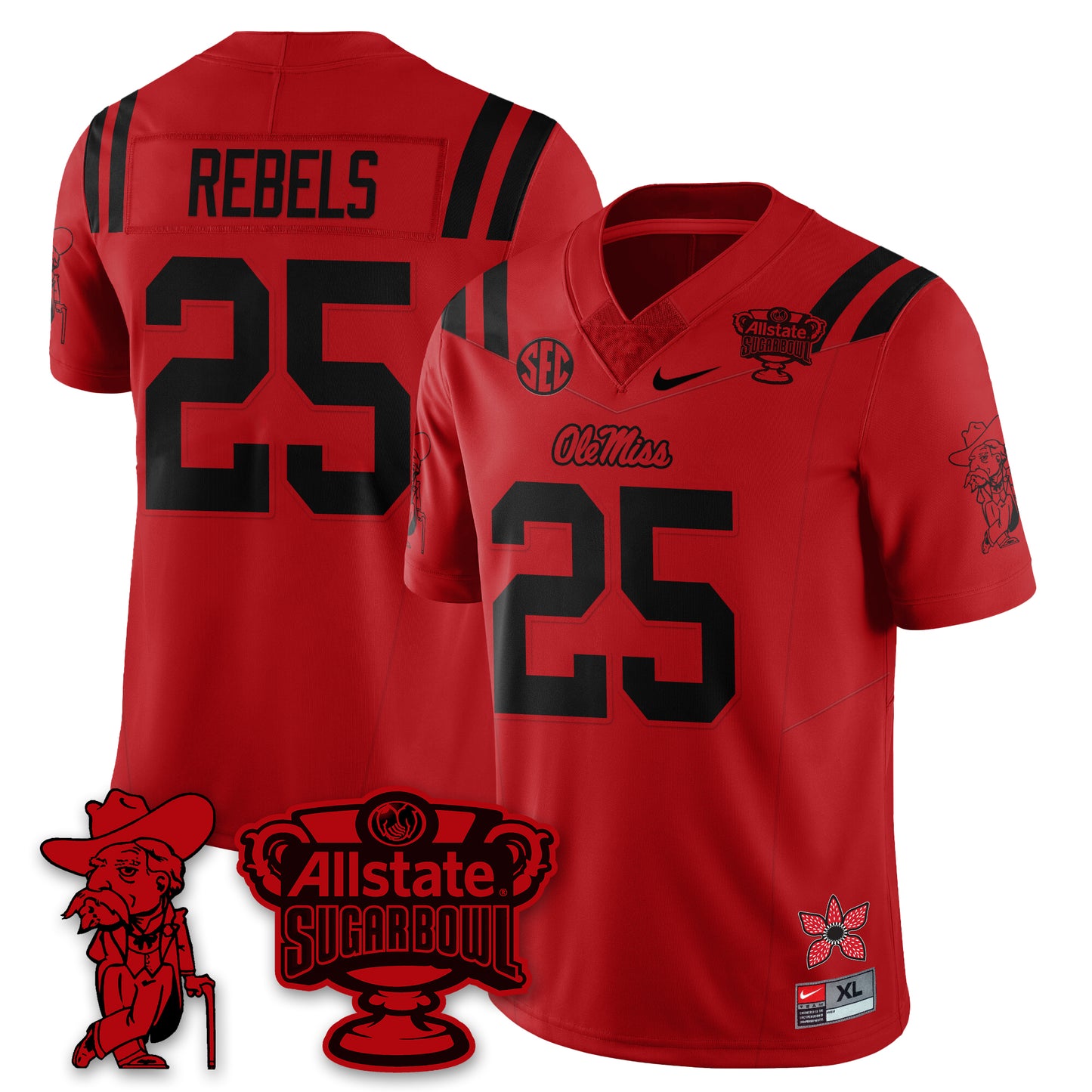 Ole Miss Rebels 2025 Sugar Bowl 'Stranger Things Edition' Vapor Limited Football Jersey - All Stitched