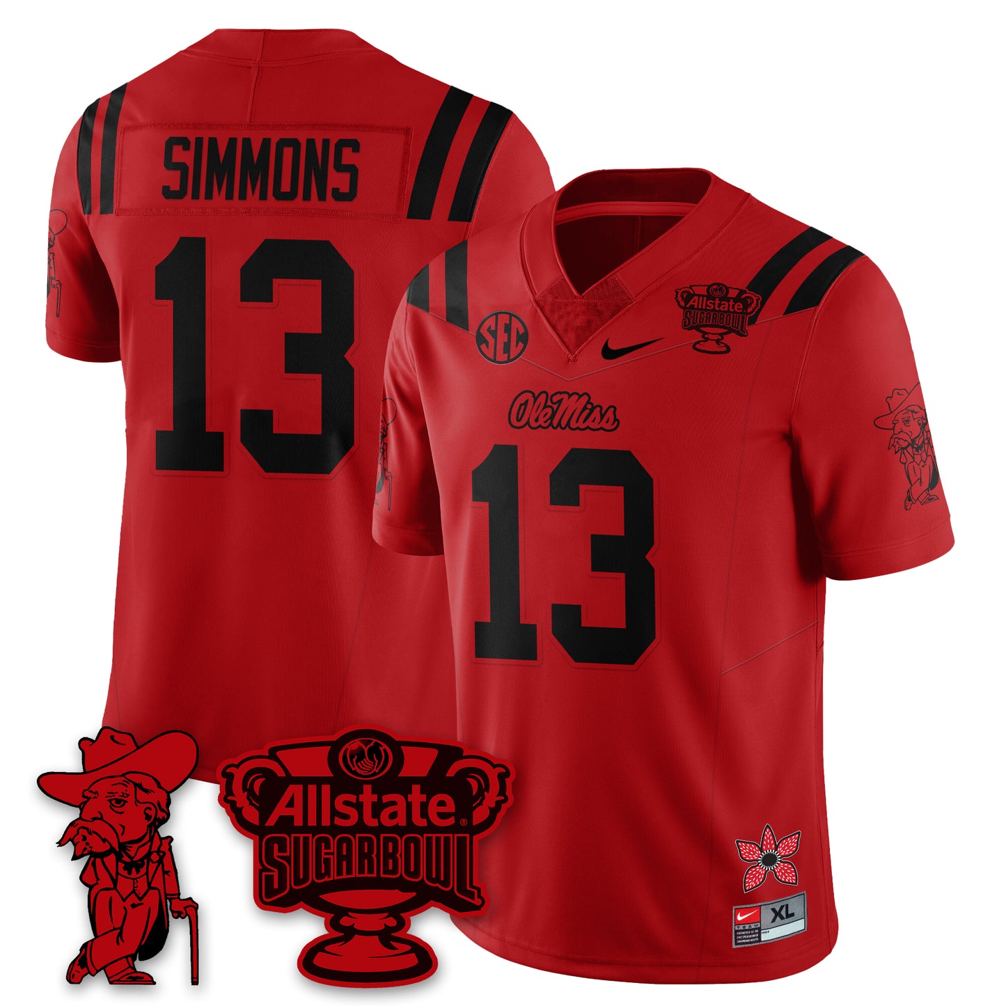 Ole Miss Rebels 2025 Sugar Bowl 'Stranger Things Edition' Vapor Limited Football Jersey - All Stitched